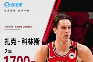 上赛季只打10场！Shams：扎克·科林斯2年1700万提前续约公牛