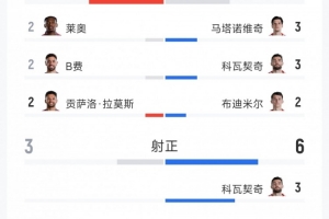 跌宕起伏，葡萄牙2-1克罗地亚全场数据：射门15-13，射正3-6